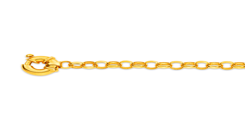 Bracelet En Or Jaune 9 Carats - Style Belcher Ovale, Longueur 19.1 Cm, Neuf Avec étiquettes