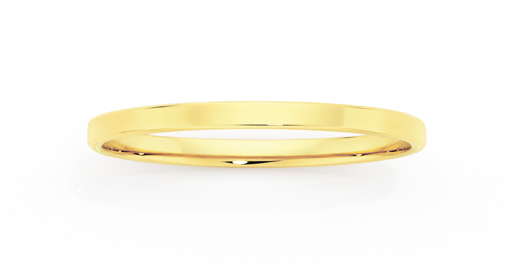 9ct, 3mm Flat Soft Edge Wedding Ring - Size L | Goldmark (NZ)