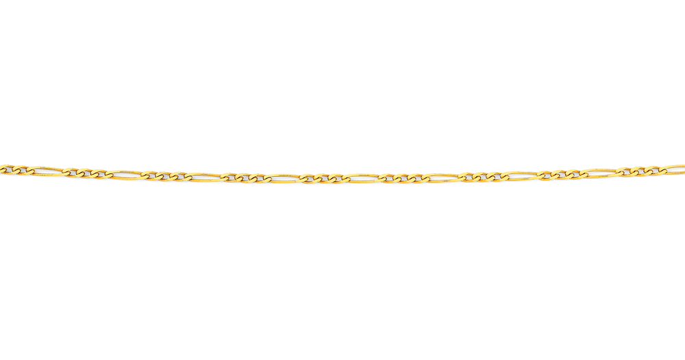 9ct, 50cm Solid Figaro 3+1 Chain | Goldmark (NZ)