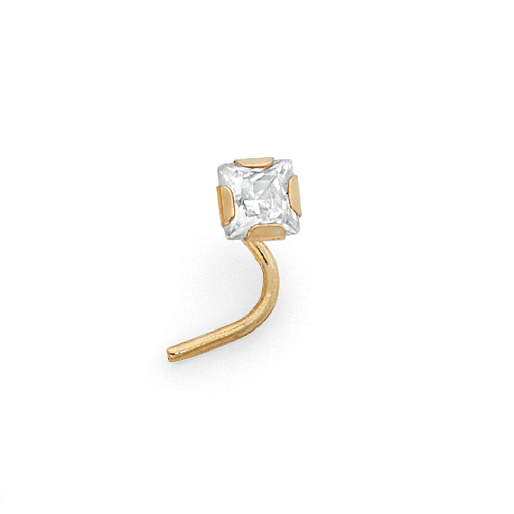 9ct Cz Princess Cut Nose Stud in White Goldmark NZ