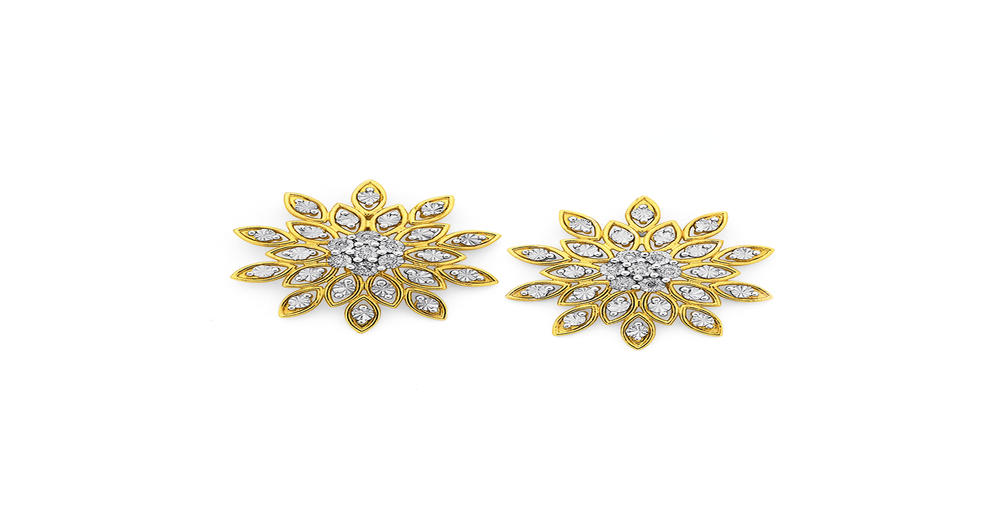 9ct, Diamond Fancy Flower Stud Earrings Goldmark (NZ)