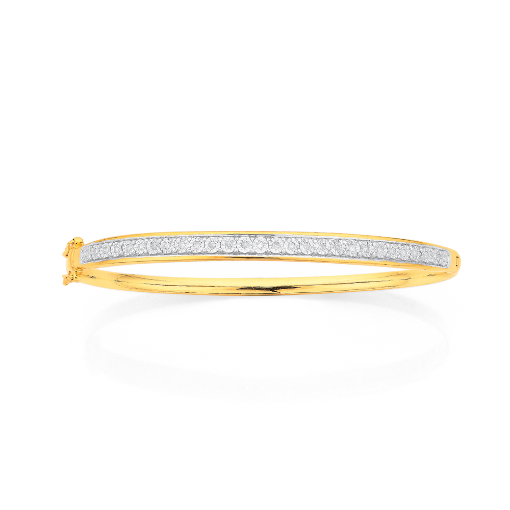 9ct 60mm Diamond Bangle Tdw .25ct Goldmark NZ