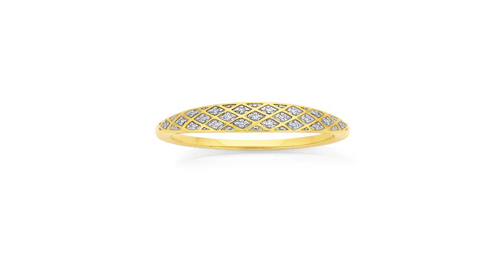 9ct, Diamond Set Checker Ring | Goldmark (NZ)
