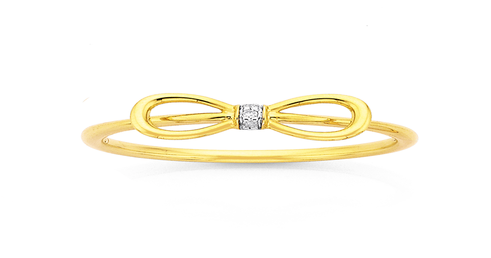 9ct Gold, Diamond Set Bow Ring Goldmark (NZ)
