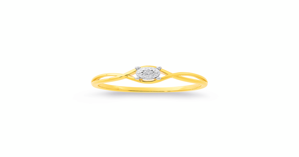 9ct Set Full Twist Diamond Solitaire Ring Total Diamond Weight =.02ct ...