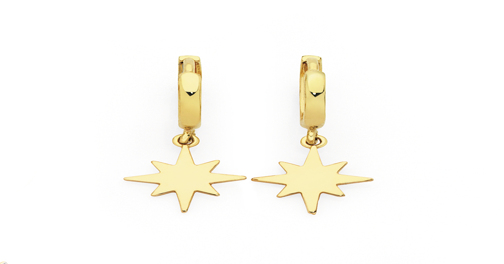 9ct, Starburst Drop Earrings Goldmark (NZ)
