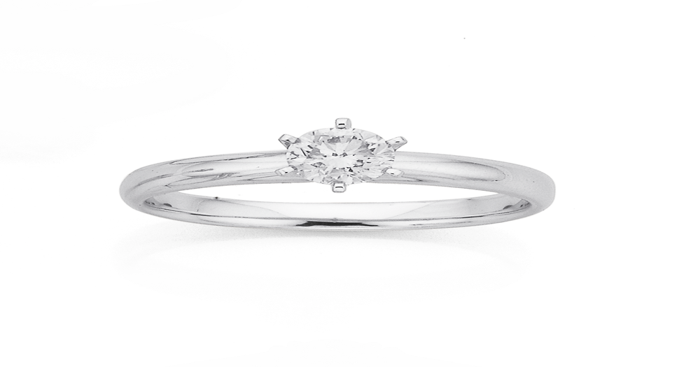 9ct White Gold, Diamond Solitaire Ring Goldmark (NZ)