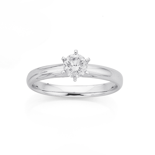 9ct White Gold, Diamond Solitaire Ring Goldmark (NZ)