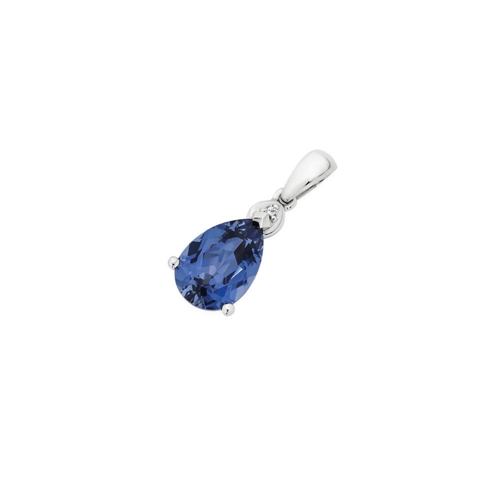 9ct Ceylon Sapphire & Diamond pendant