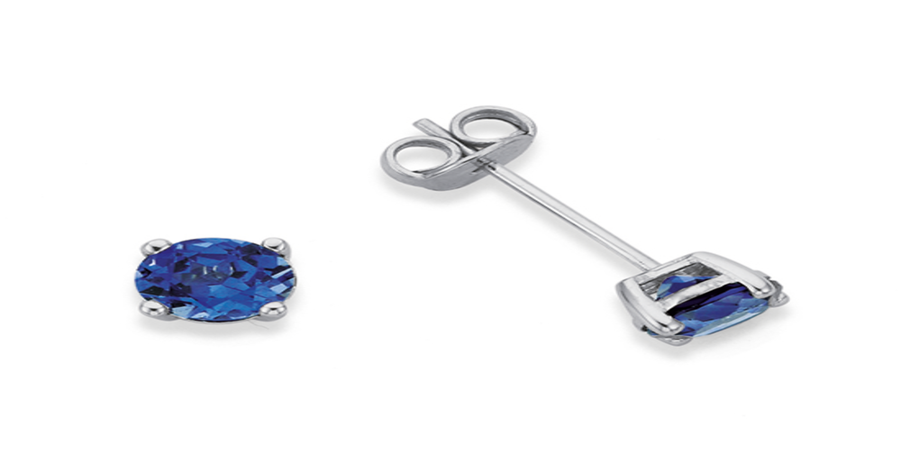 9ct Ceylon Sapphire & Diamond earrings.