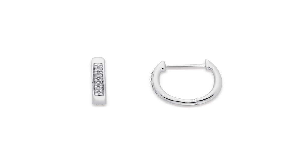 Diamond Hinged Loop Huggies 9ct Yellow Gold main image 1