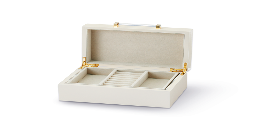 Acrylic Handle Jewellery Box in White Goldmark (NZ)