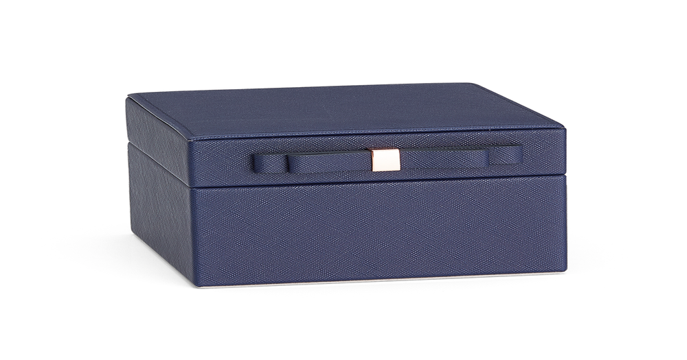 Alexa Square Navy Cross Jewellery Box Goldmark (NZ)
