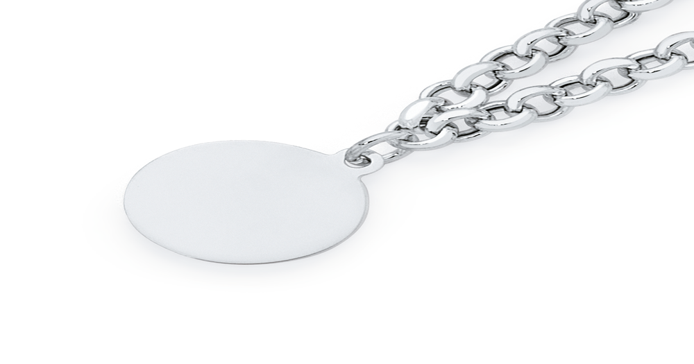 Sterling Silver 19cm Belcher Bracelet With Disc Goldmark (NZ)