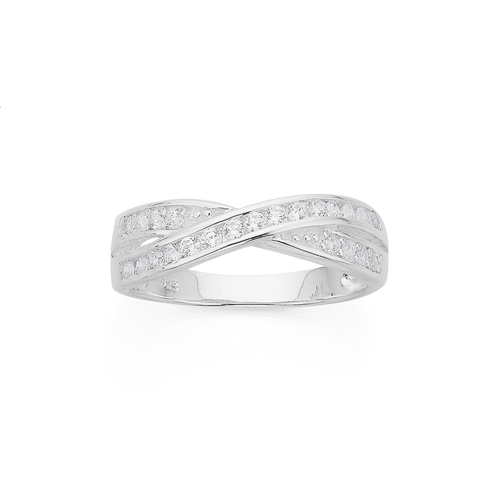 Sterling silver crossover shop ring