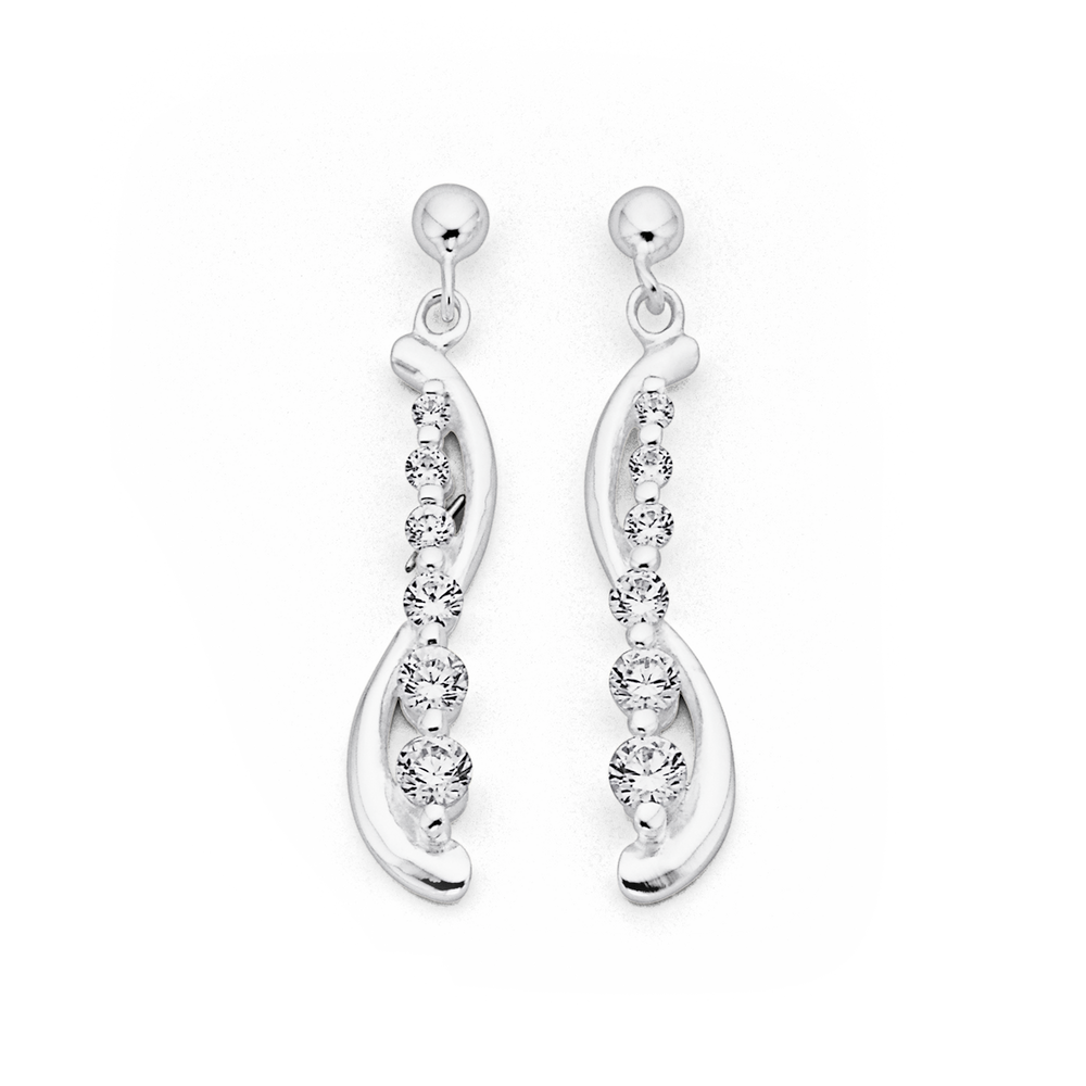 Tiny Sterling Silver And Cubic Zirconia Horseshoe Ear Studs (non-returnable) - Ireland