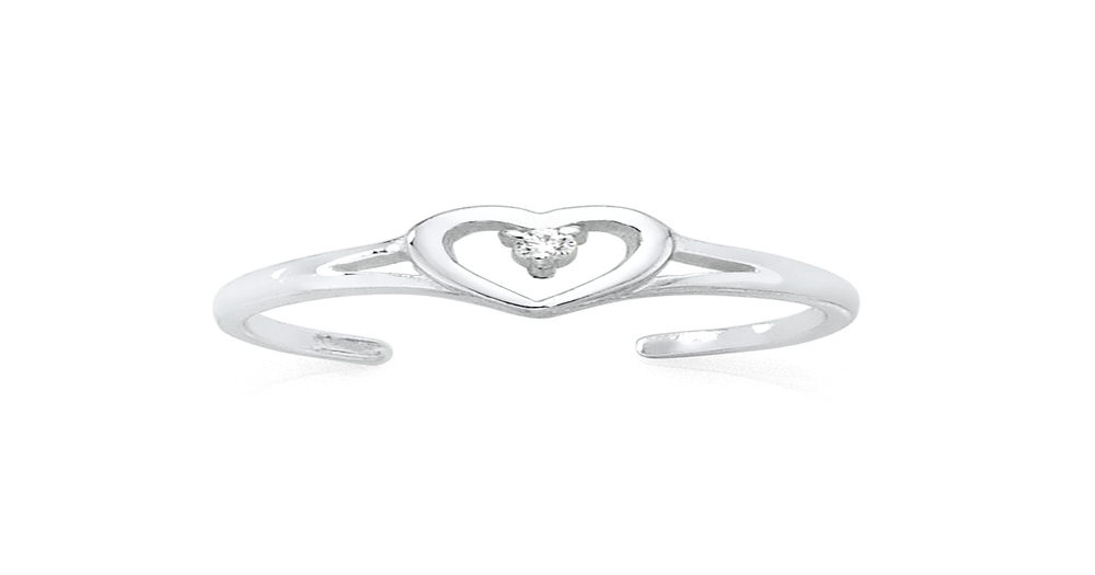 Sterling Silver & Cz Heart Toe Ring Goldmark (NZ)