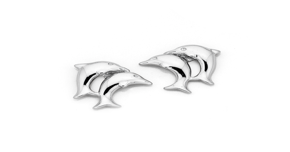 Sterling Silver Double Dolphin Studs | Goldmark (NZ)