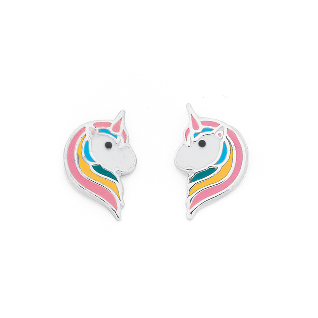 Sterling Silver Enamel Unicorn Studs Goldmark (NZ) - Main Image