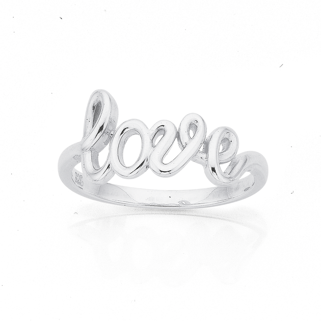 Sterling Silver Love Script Ring | Goldmark (NZ)
