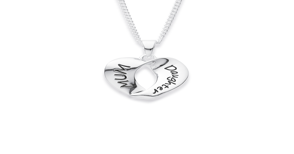 Sterling Silver Mum Daughter Heart Pendant Goldmark (NZ)