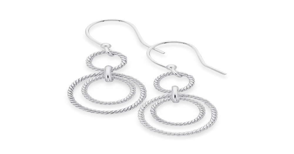 Sterling Silver Rope Circle Drop Earrings Goldmark (NZ)